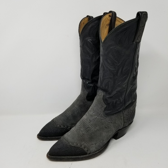 Tony Lama Stingray Leather Cowboy Boots Mens Size 7EE Womes 8.5 Pointy Toe main image 16